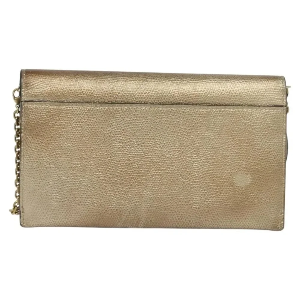 Christian Dior Saddle Chain Wallet Leather Brown Gold Auth hk2524 - Picture 3 of 16